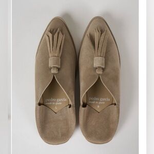 Pedro Garcia SUEDE LEATHER LUBNA BABOUCHES WITH TASSEL 7.5 (37.5)